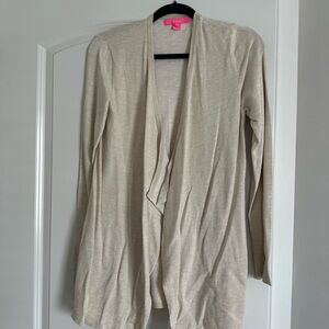 Lilly Pulitzer Cream with Gold Thread Open Front Cardigan